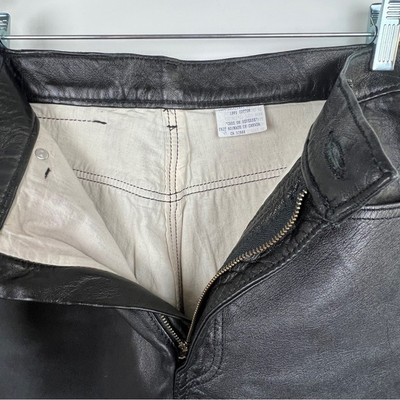 Vintage Washable Black Leather High Waisted Straight Leg Pants Size 26 - Picture 7 of 16